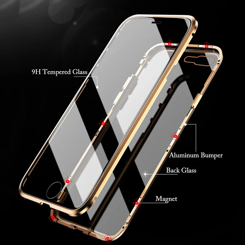 Стеклянный Магнитный чехол для iPhone XR прозрачный роскошный полностью