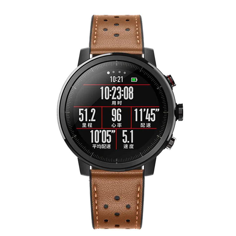 22 мм настоящий первый слой воловьей кожи ремешок для xiaomi huami Amazfi pace для xiaomi huami Amazfi Stratos 2 Смарт-часы