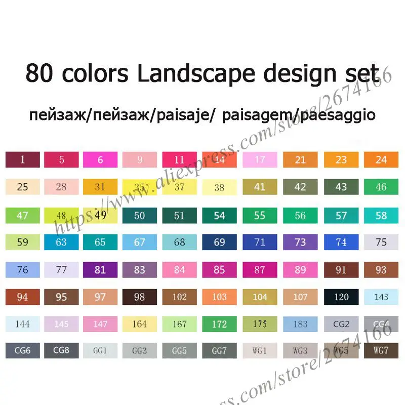 80 Landscape Set NNRTS лазерный маркер 30/40/60/80/168 Цвета Ручка Кисть алкогольных жирной чернила на водной основе художественный маркер для манга двуглавый маркеры для эскизов - Цвет: 80 Landscape Set