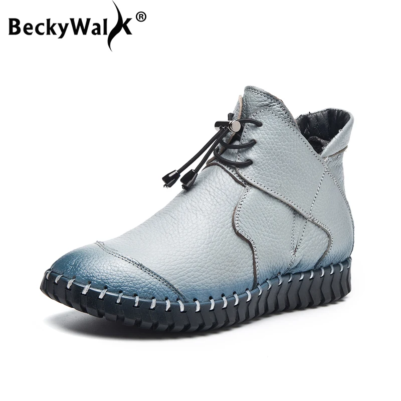 Женские ботильоны на шнуровке BeckyWalk зимние ботинки из натуральной кожи с