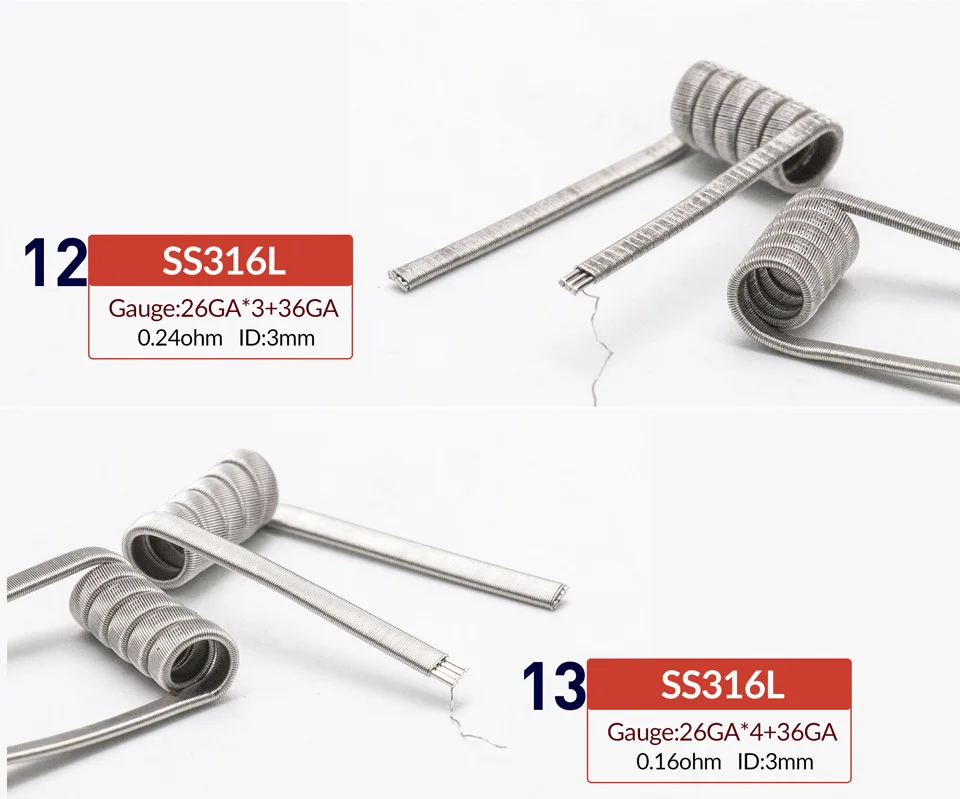 Volcanee 10 шт. Alien Clapton Плавленая Clapton Катушка Провода Предварительно Построенная катушка NI80 SS316L A1 предварительно изготовленная обмоточная катушка DIY RDA нагревательное сопротивление