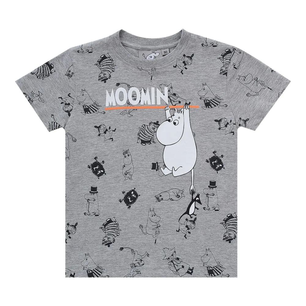 Moomin/2018 г. Весенняя белая футболка для мальчиков 100% хлопковая модная с короткими