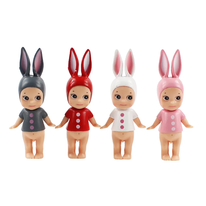

10cm 4pcs/lot Kewpie Figure Toys Sonny Angel Cartoon Animals Rabbit Doll PVC Figure Model Toys Doll Kids Gifts
