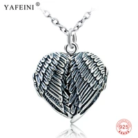 vintage 925 sterling silver angel wings locket charms necklace women pendant necklaces jewelry gift photo frame necklace choker