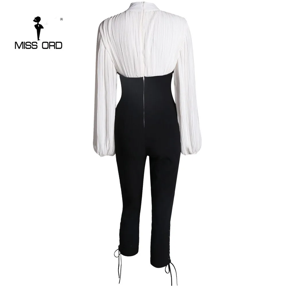 

Missord 2021 Sexy high-necked long sleeve folds Drawstring jumpsuit FT4902