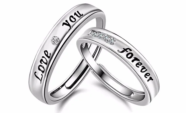 Anenjery, обручальные кольца, 925 пробы, серебряные, с буквой Forever Love, Кристалл CZ, кольца для влюбленных, для мужчин и женщин, кольца для открытия, Anel S-R19