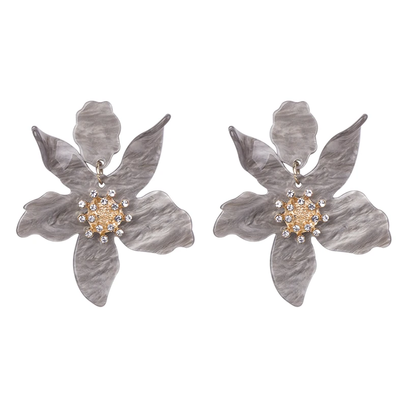color-1 Trendy Big Acrylic Drop Earrings for Women Statement Vintage Wedding Party Earrings Fashion Jewelry Dangle Flowers Brincos - Окраска металла: color-1