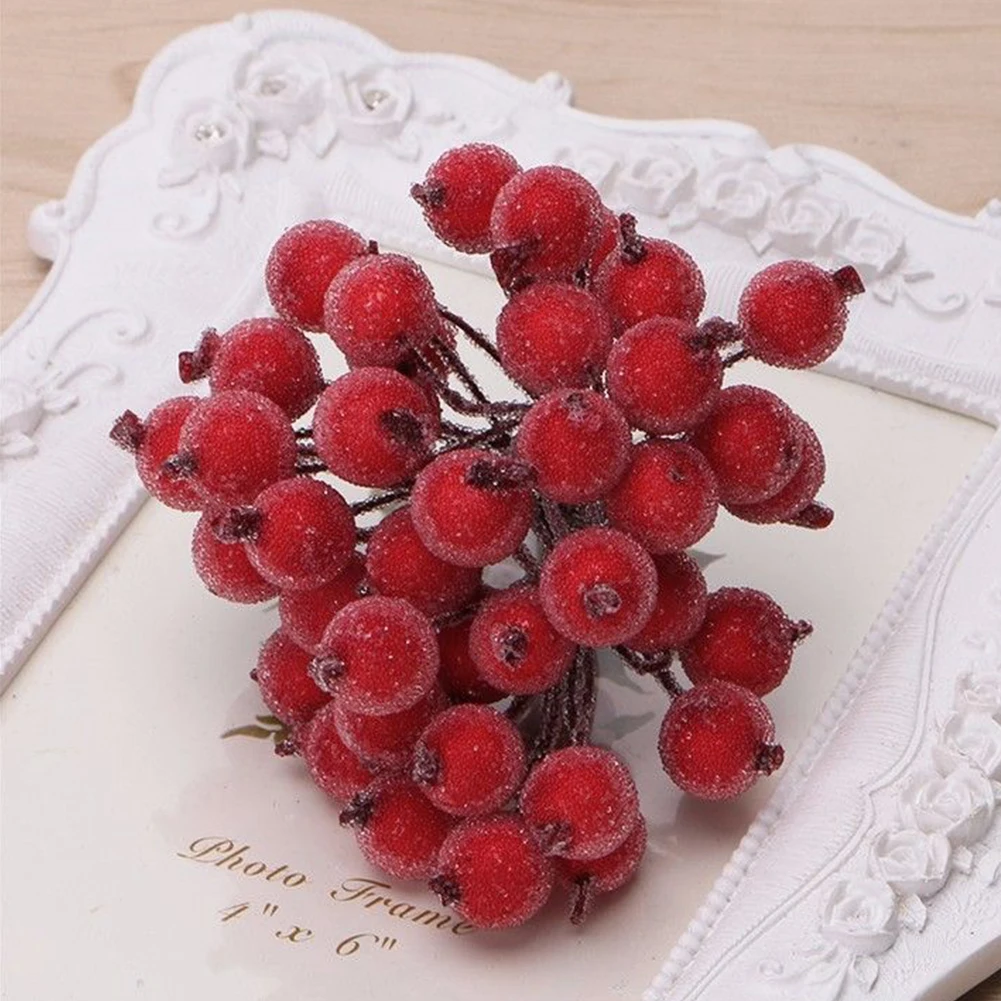 Red 40 шт. украшения DIY аксессуары матовое моделирование дома искусственные ягоды Орнамент Рождественские елки пена растение фрукты - Цвет: Red