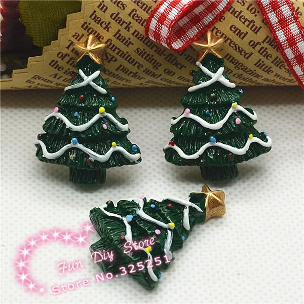 

Flat Back Christmas Tree with star Cabochons Holiday Decoration 25*33mm 50pcs/lot