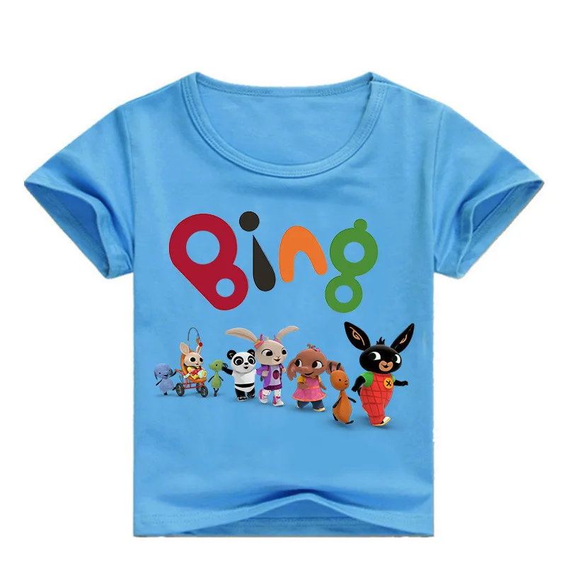 Футболка Z& Y От 2 до 16 лет Bing Bunny Детские футболки с милым кроликом летние топы для девочек, Забавные футболки, детская повседневная одежда для маленьких мальчиков, футболки - Цвет: color 5