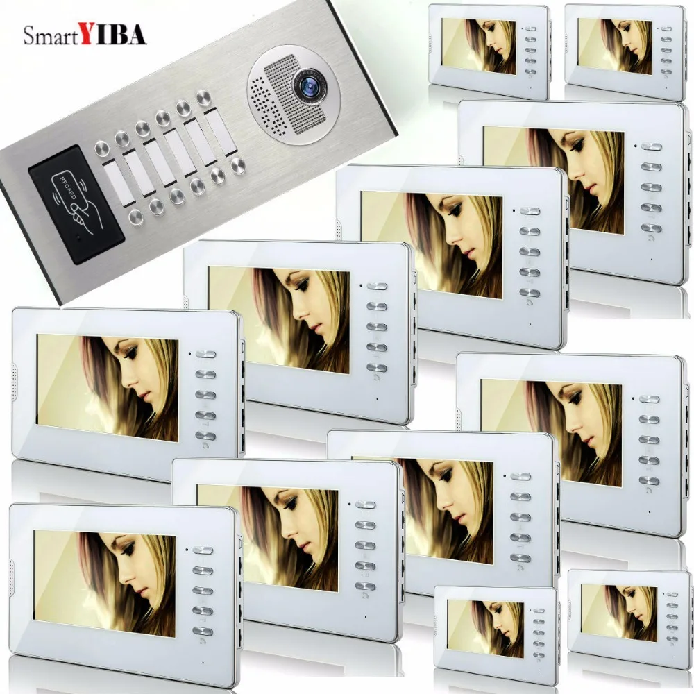 

SmartYIBA RFID Apartment Door Access Intercom System for 6/8/10/12 Familes Home Call Button Doorbell Answering for Home Security