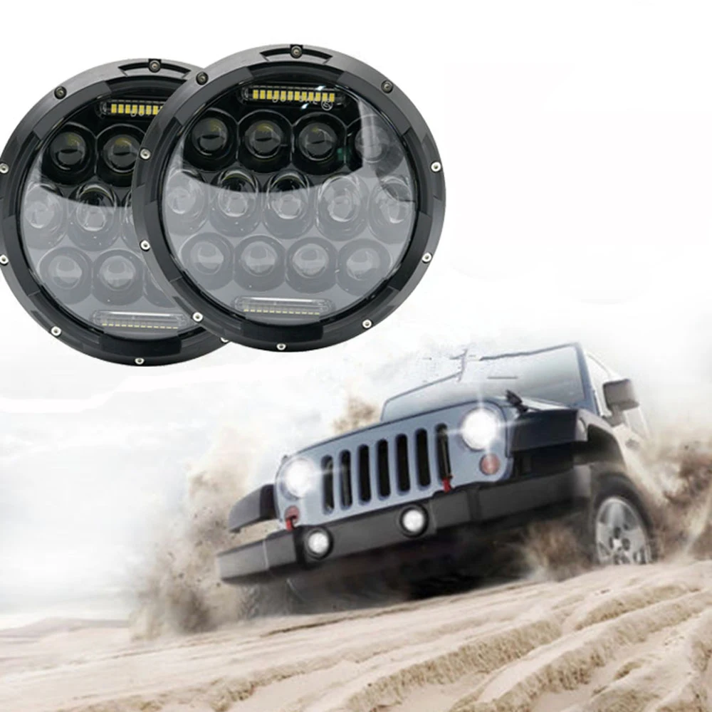 7 дюймов светодиодный фары DRL угол глаза 12v/24v &quotсветодиодный фар для джипа Wrangler LJ