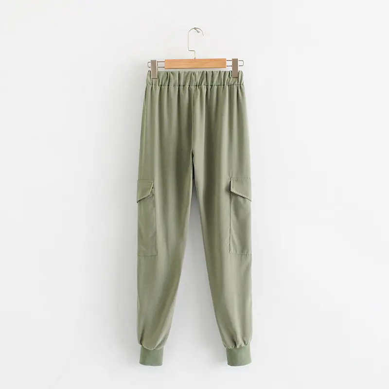 2019 женские эластичные брюки с высокой талией свободные однотонные модные