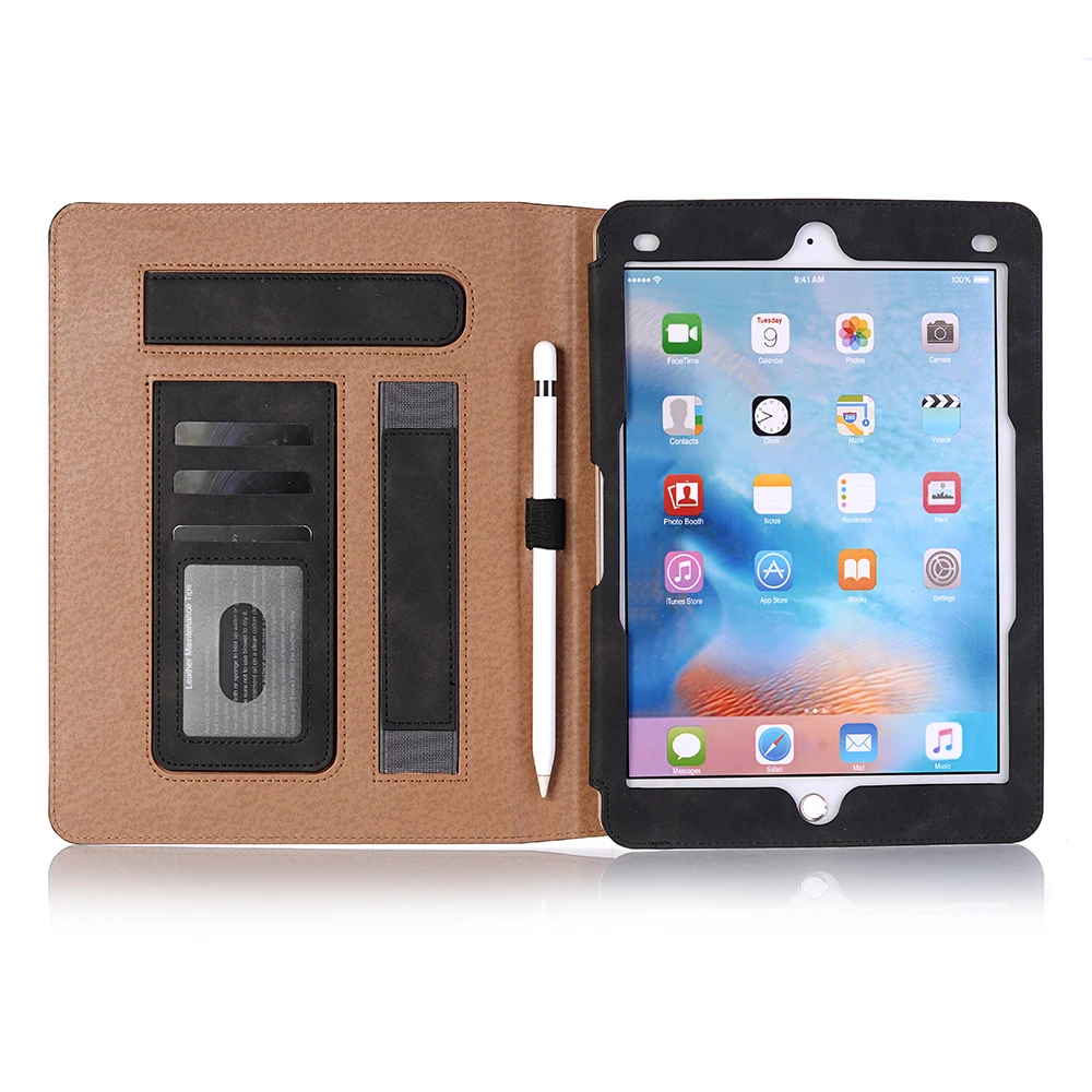 Для iPad 5th 6th чехол для iPad Air 1 Air 2 9,7 дюймов Синтетическая кожа смарт-чехол подставка держатель ручки для карточек ручной ремень