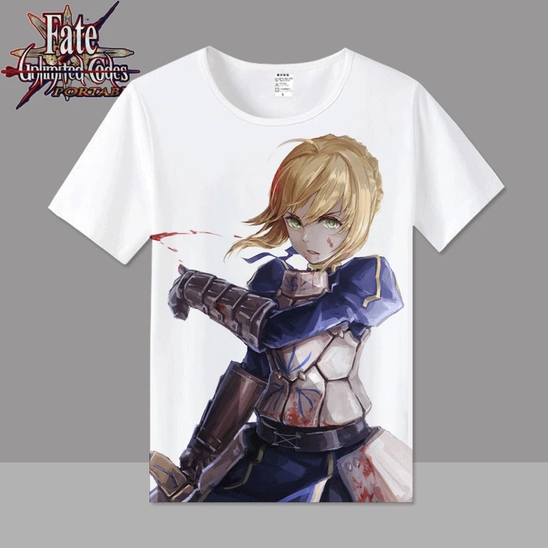Новые хлопковые футболки для косплея Fate/stay night Saber Arturia женщин Студенческая