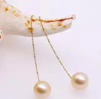 Wholesale price New 9-10mm SouthSea Natural pearl earring 18k gold