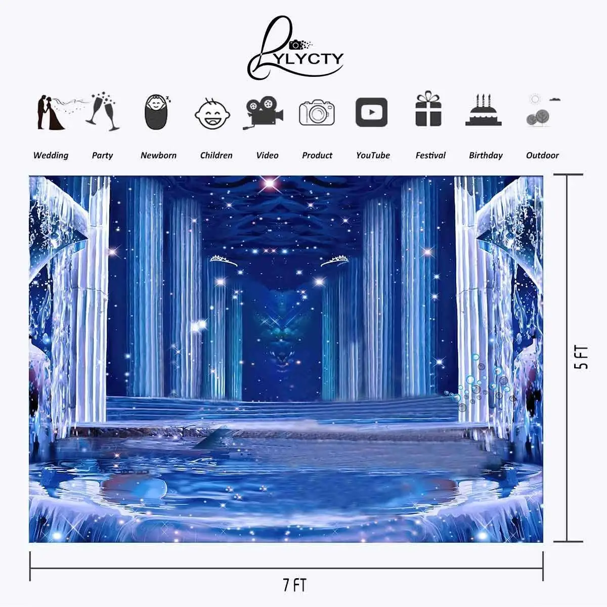 7x5ft Amazing Ice Scene Backdrop Shiny Pillar background Flowing Water Photography Backdrops Studio Props | Электроника