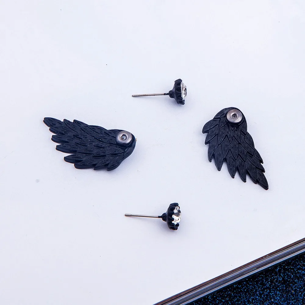 Back Stud Ear Earrings female Women's Angel Wings Rhinestone Inlaid Alloy Studs Party Jewelry Free shipping | Украшения и