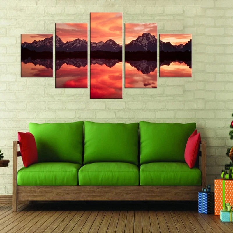 5 шт. настенные картины на холсте с изображением заката | Дом и сад
