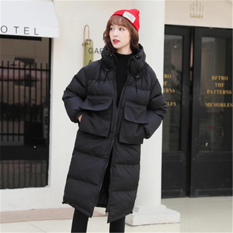 Женская парка теплая с воротником стойкой большого размера D897|Женские парки| |