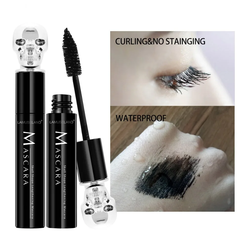 3D волокно толстый черный шифон череп тушь для ресниц растягивающийся локон