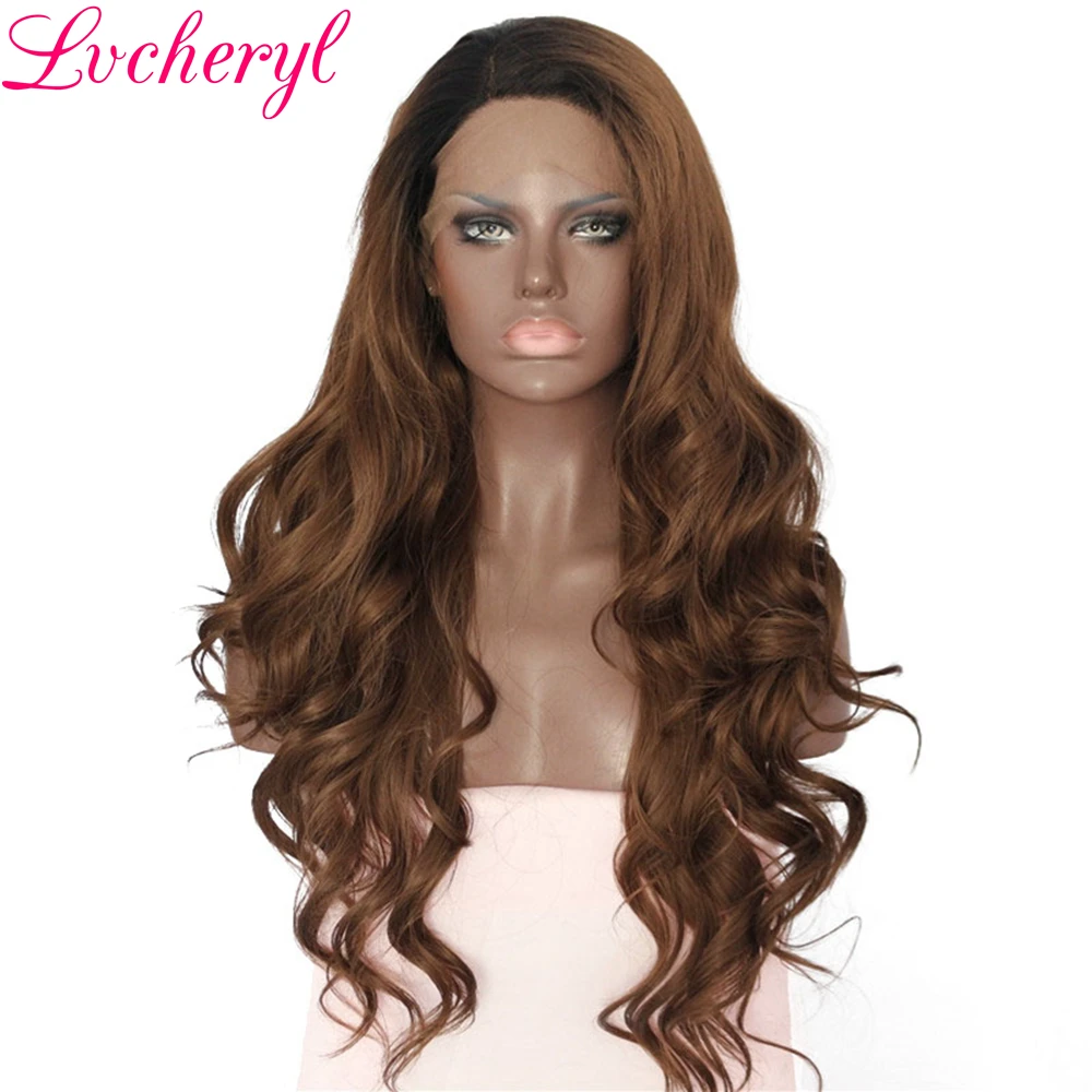 Lvcheryl Ombre черные и коричневые натуральные длинные объемные волнистые