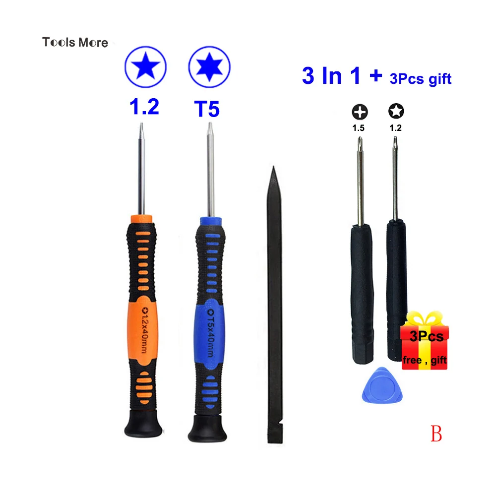 B-3Pcs and 3gift 3 шт. 5-ти точечные 1,2 P5 Torx T5 Отвертка Набор для Apple MacBook Air и Macbook pro Набор инструментов для ремонта с подарком - Цвет: B-3Pcs and 3gift