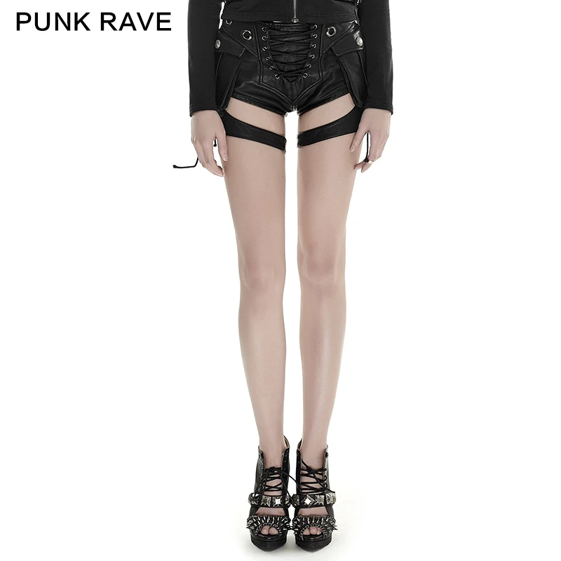 

PUNK RAVE Summer Latest Fashion Sexy Women Vintage Leather Shorts