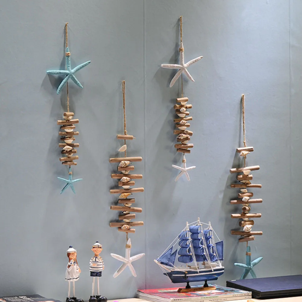 Colgante de estrella de mar de Driftwood para decoración del hogar, colgante de estilo mediterráneo para decoración de pared de exhibición DIY