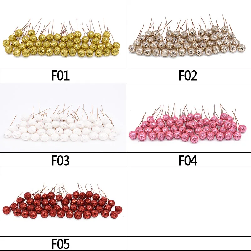 50 шт./лот блестящие золотые фрукты рождественские искусственные Ягоды