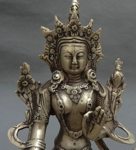 Тибетская Серебряная буддийская Статуэтка с защитой джосса 7 глаз лотоса белая