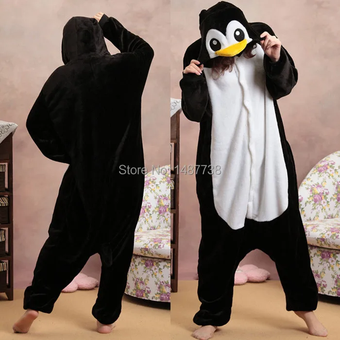 Kigurumi новые зимние Аниме пижамы для взрослых животных Черный Пингвин Косплей пижамы одежда для сна костюм унисекс