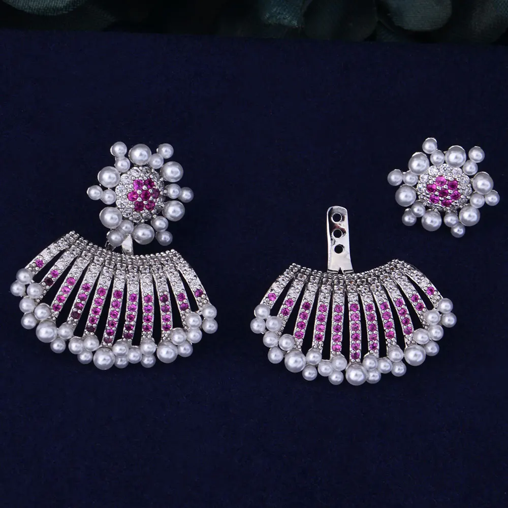 Женские серьги гвоздики с искусственным жемчугом и фианитом|stud earrings|stud earrings for