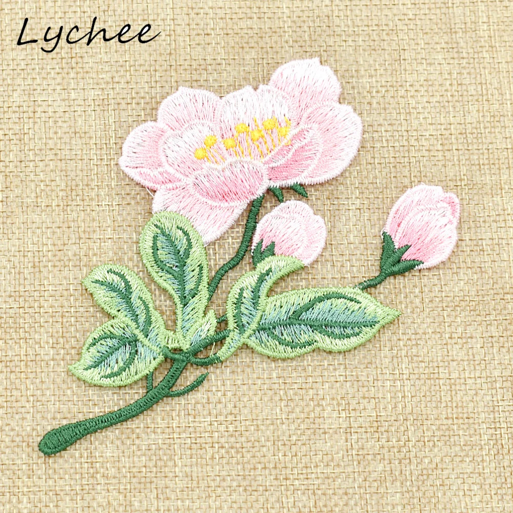 Lychee винтажная вышитая нашивка в виде пиона сделай сам для рукоделия женщин шитья