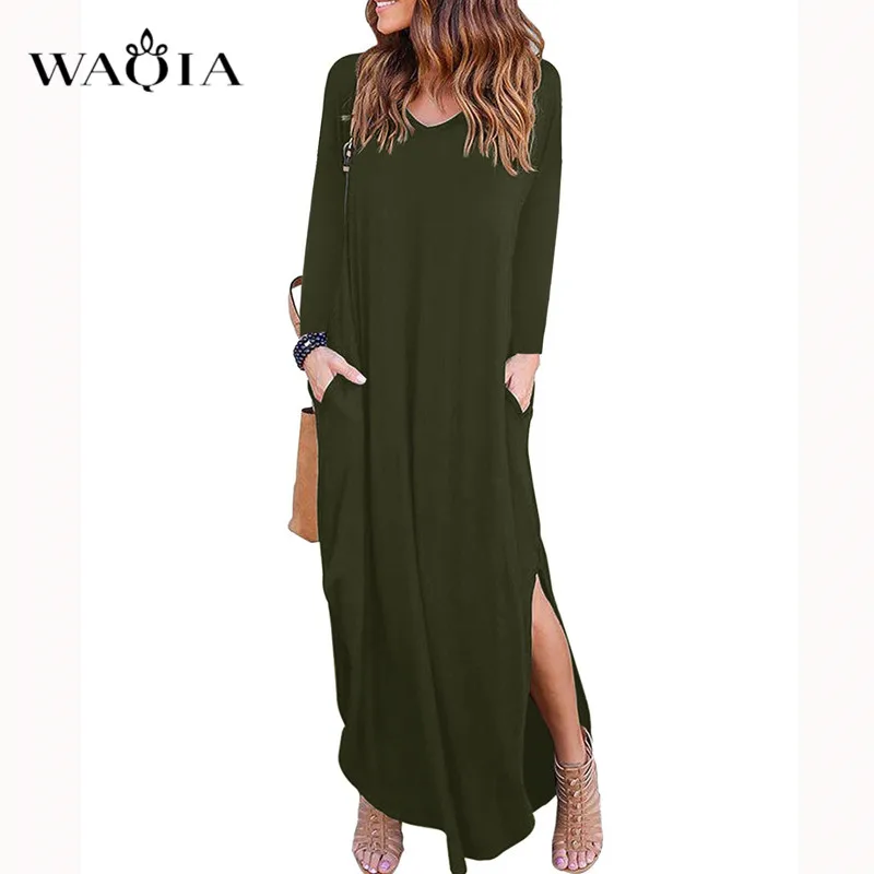Waqia/2018 женское летнее платье большого размера хлопковое длинное с длинным