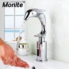 Monite, новый дизайн дельфина, роскошный автоматический кран для ванной комнаты, смеситель для раковины, хромированный полированный водопад, краны