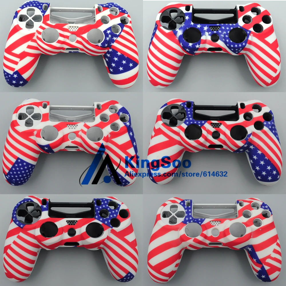 Модный чехол из мягкого силикона с защитным слоем из резины в дизайне американского флага для геймпада Playstation 4 PS4 Pro.