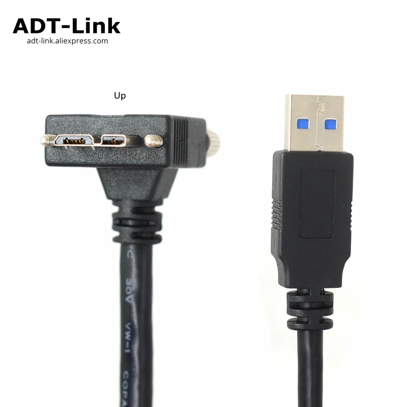 Угловой кабель наблюдения для роботов с разъемом USB3 AM на Micro B, кабели для промышленных камер, интерфейс передачи данных USB 3,0 Micro-B, отверстие 18 мм
