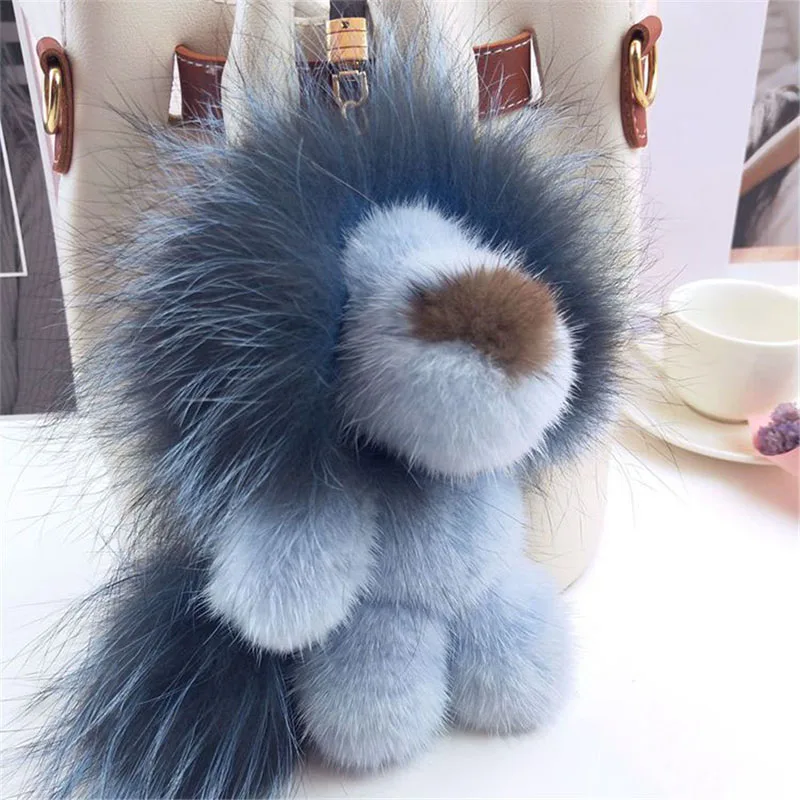 20 см мех норки брелок енота трава маленький лев модный норковая Подвеска для