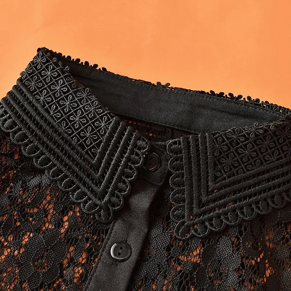 8 black Корейский стиль кружева Поддельный Воротник Дамы Блузка Мода Осень Зима кукла воротник винтажные элегантные женские Поддельные Половина рубашка Съемный - Цвет: 8 black