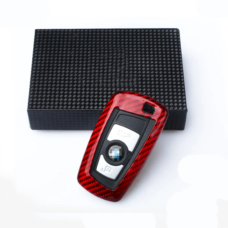 

QHCP Carbon Fiber Protective Remote Key Fob Case Cover Key Holder Key Shell For BMW 1 2 3 4 5 6 7 Series F20 F30 F10
