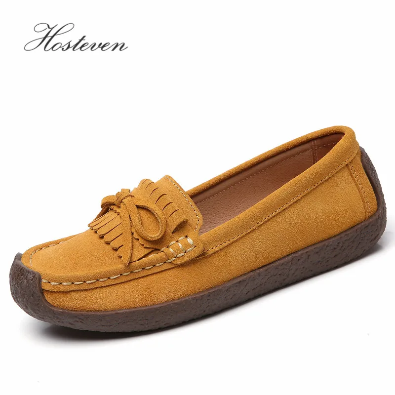 Hosteven/Женская обувь кроссовки Лоферы мокасины балетки из натуральной кожи на