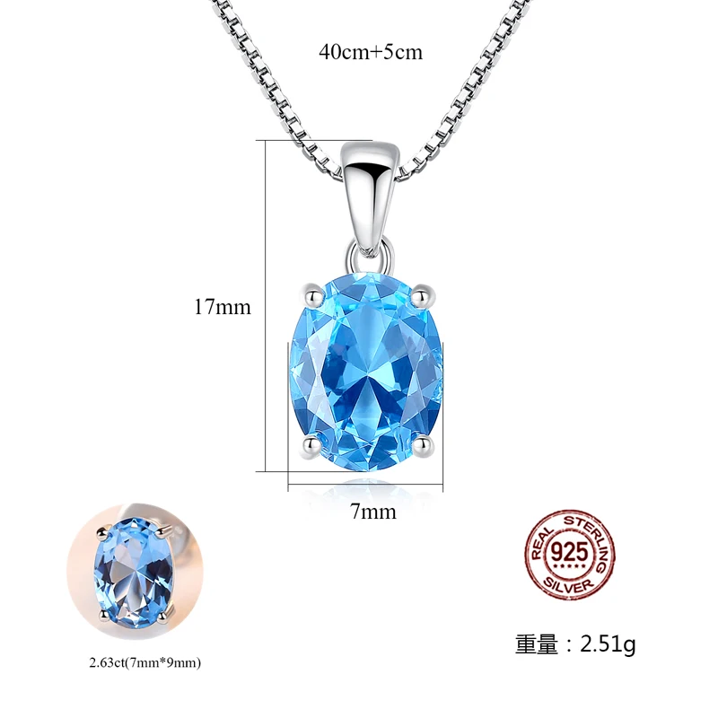 High Quality Classic 925 Sterling Silver Blue Crystal Zircon Necklaces &amp Pendants S925 Fine Jewelry | Украшения и аксессуары