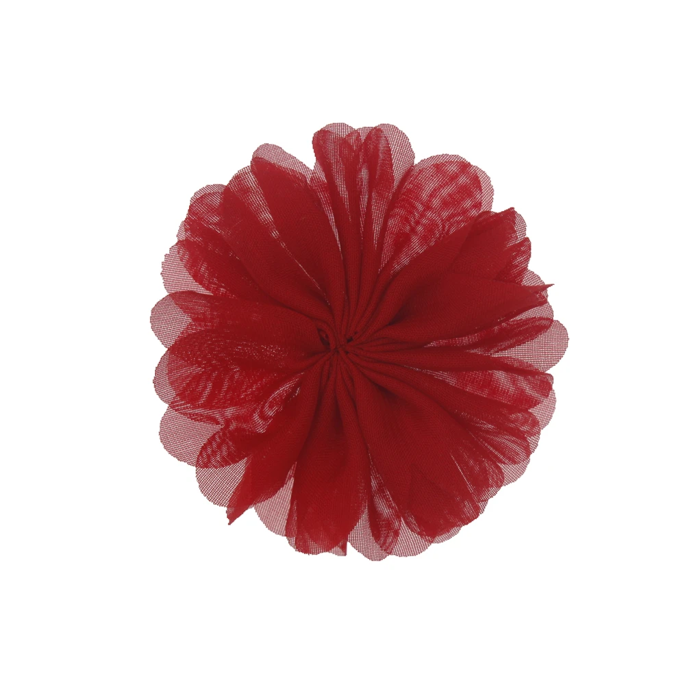 red Мини DIY цветы Детский бутик 2,8 ''Шифоновый Цветок без зажимов Рождественские Свадебные аксессуары для волос для девочек 18 шт./лот - Цвет: red