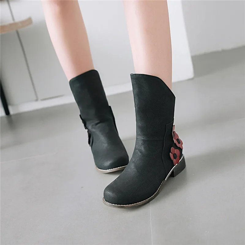 Женские ковбойские ботинки YMECHIC коричневые или серые в стиле ретро на среднем