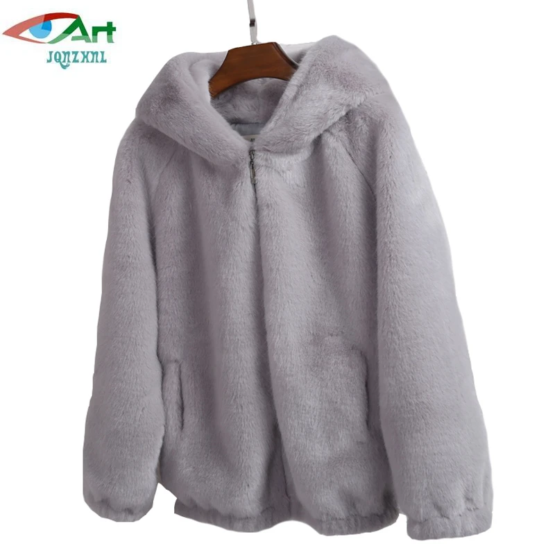 Новинка 2018 зимнее женское короткое пальто из кроличьего меха однотонная