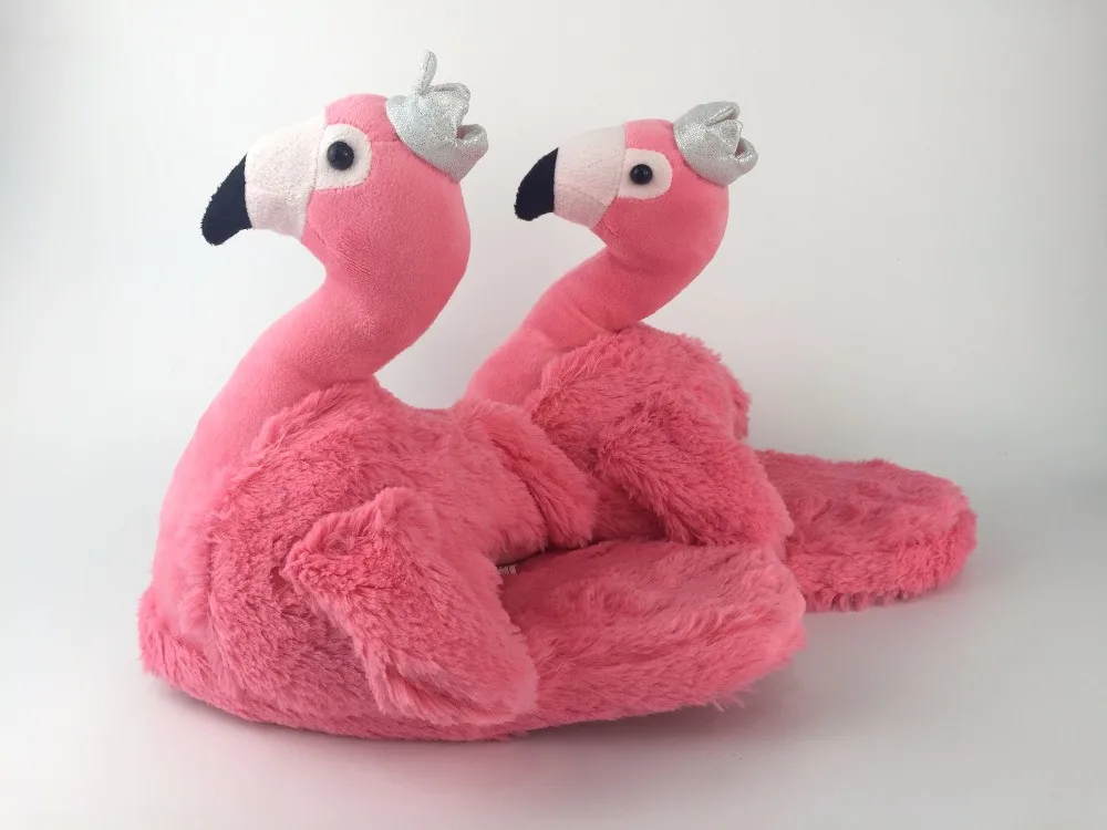 Тапочки женские зимние хлопковые с принтом фламинго и короной|cotton slippers|slippers