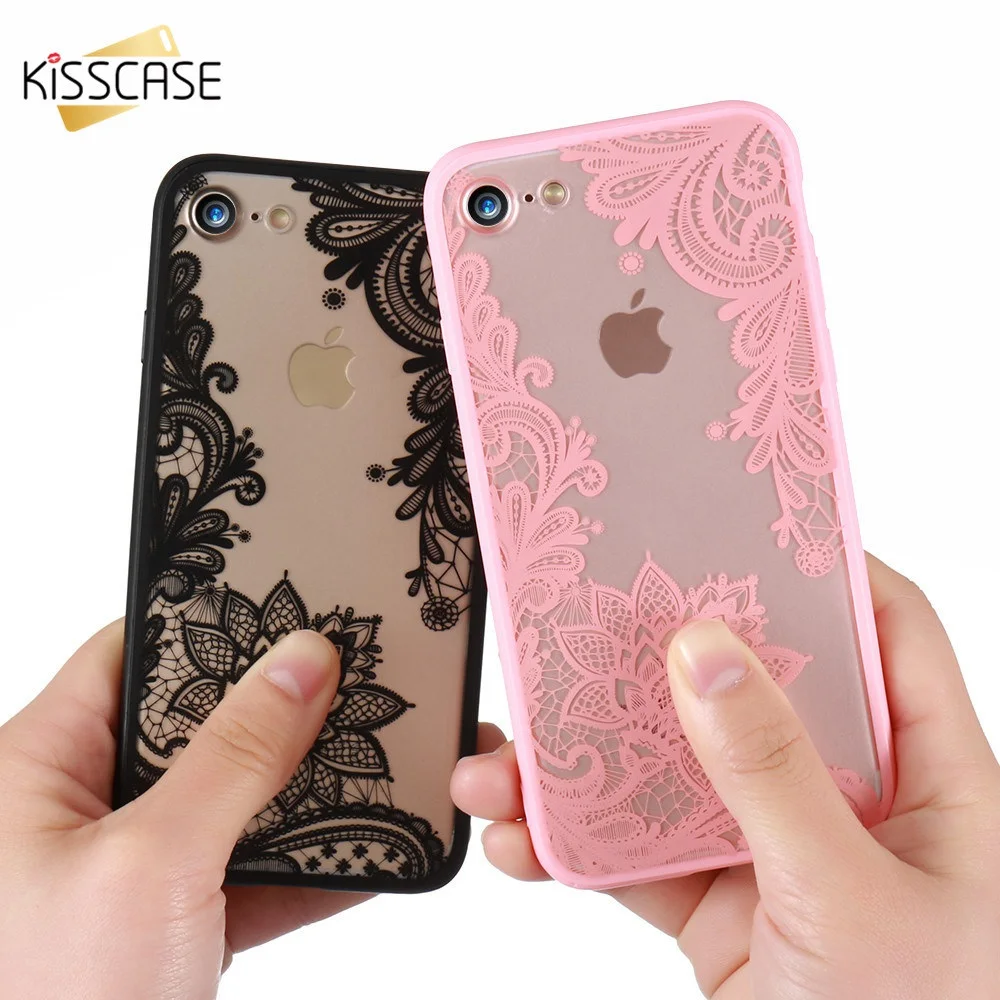 KISSCASE Sexy Lace Flower Floral Case For iPhone 5 5s Cases 3D Cover 6 6s 7 8 Plus SE Back Patterned Funda Coque |