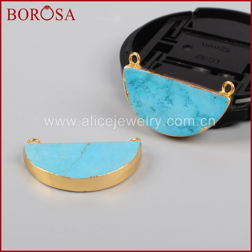BOROSA 10 шт золотой цвет полумесяц синий Howlite камень соединитель натуральный