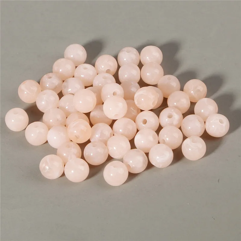 Nude Wholesale 6mm 8mm 10mm Acrylic Clouds Beads Effect Round BEADS Spacer Loose Beads For Jewelry Making DIY Bracelet - Цвет: Nude
